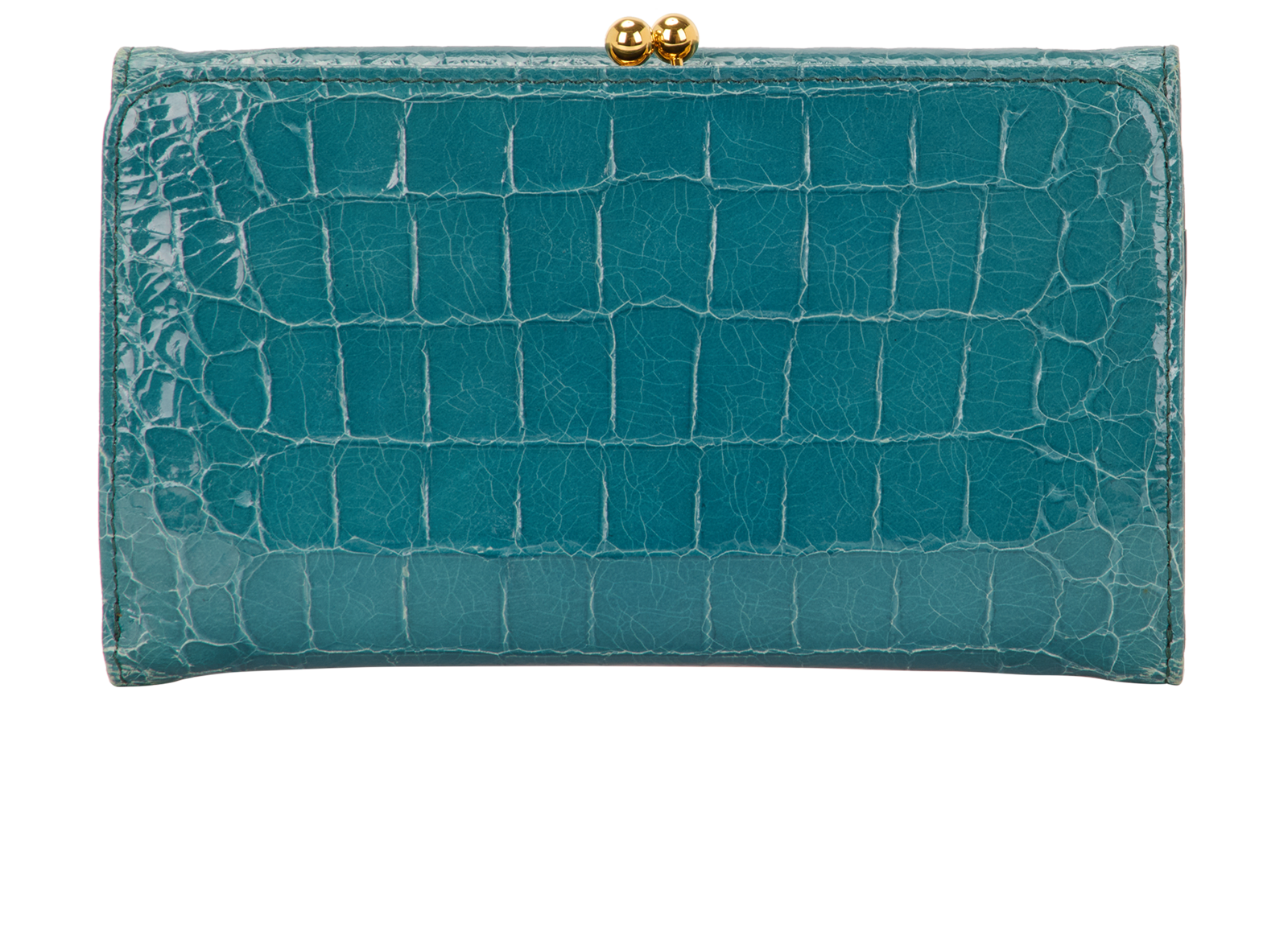 Miu Miu Kiss Lock Wallet, &pound;190, Accessories, Blue, Croc Embossed, Back view